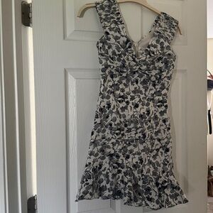 ALLISON New York Women’s Black & White Floral Knot-Front Dress size XS